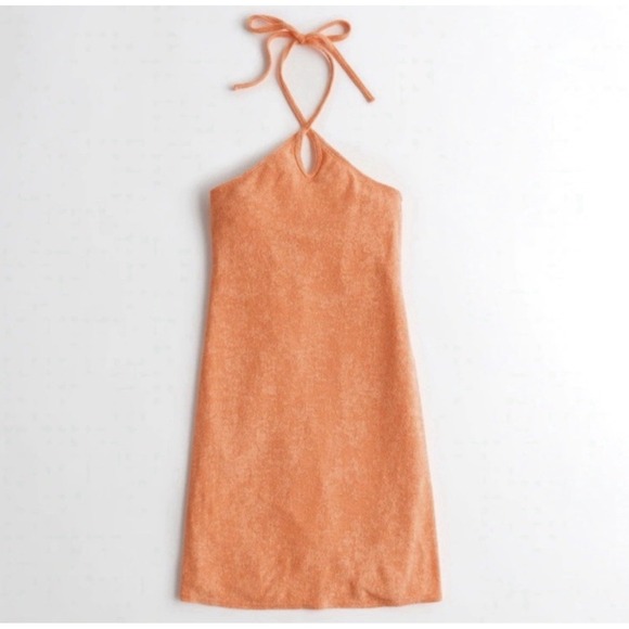 Hollister Dresses & Skirts - Hollister Orange Terry Halter Mini Dress Y2K Beach Resort Summer NWT Size S